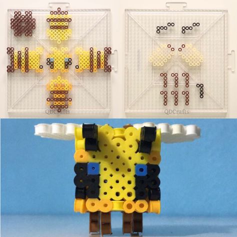 3d Perler Bead Bee, Minecraft Bee Perler Bead Pattern, Minecraft Bee Perler Beads, 3d Minecraft Bee, Pyssla Ideas 3d, Perler Beads Ideas 3d, Perler Beads Designs Pattern, 3d Perler Bead Patterns, 3d Pixel Art