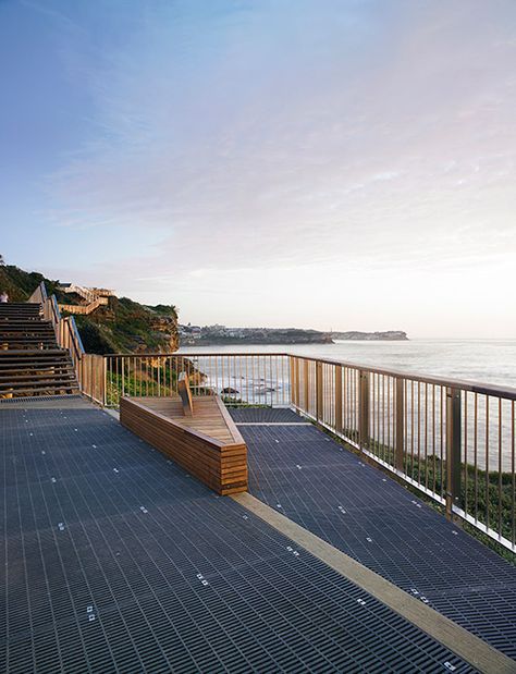 Bondi to Bronte Coast Walk Extension by Aspect Studios « Landscape Architecture Works | Landezine Handrail Outdoor, Viewing Deck, Landscape Urban Design, Outdoor Handrail, Contemporary Landscape Design, Civil Construction, Pedestrian Bridge, Bridge Design, Landscape Projects