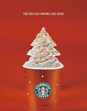 Starbucks Holiday ad promoting holiday drinks that visually create a Christmas tree shape. Christmas Marketing Campaign, Christmas Marketing, Christmas Advertising, Clever Advertising, Christmas Campaign, 광고 디자인, Publicidad Creativa, Starbucks Christmas, Christmas Ad