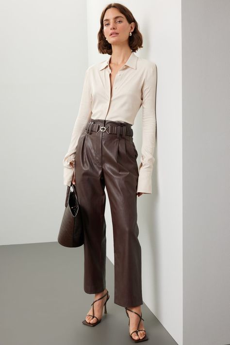 Comfy Flats, Polyester Pants, Favorite Daughter, Rent The Runway, Closet Designs, Weekend Style, Derek Lam, Leather Trousers, Faux Leather Pants