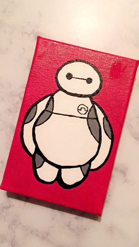 DIY Baymax canvas painting. Inspired from Disney's Big Hero 6. Disney Canvas Paintings, Disney Canvas Art, Disney Canvas, Inspired Painting, Disney Paintings, Small Canvas Paintings, Painting Canvases, Simple Canvas Paintings, Cute Canvas Paintings