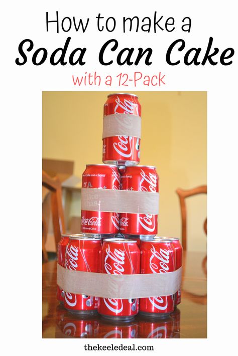 How to make a Soda Can Cake with a 12-pack. This fun Soda can cake is a great center piece for a party, fun for a buffet table and a unique gift! Soda Can Cake, Soda Can Cakes, Beer Cake Tower, Pepsi Cake, Dip For Beer Bread, Beer Can Cakes, Unique Drinks, Coke Cake, Easy Gifts To Make