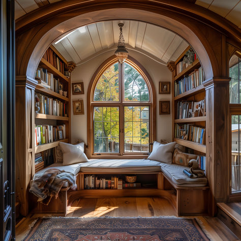 Library She Shed, She Shed Library, Shed Library, Arch Library, Small Library Room, Fantasy Room, Cozy Nooks, Room Addition, Dream Library