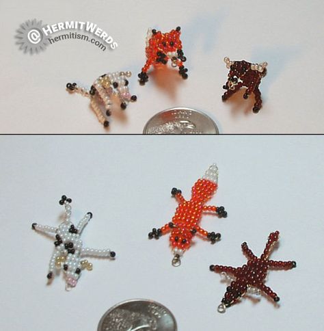 Misc Mammal Beaded Animals - Hermit Werds Beaded Insects, Beaded Animals Tutorial, Pony Bead Animals, Bead Animals, Jewelry Making Patterns, Pony Bead Crafts, Pony Bead Patterns, Beading Jewelery, Christmas Bead