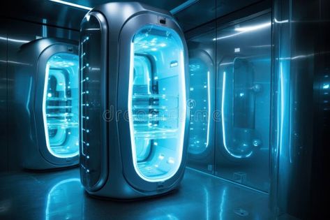 Futuristic Cryogenic Chamber royalty free stock images Cryogenic Chamber, Mirrored Room, Blue Lights, High Tech, Stock Images Free, Royalty, Lab, Royalty Free, Stock Images