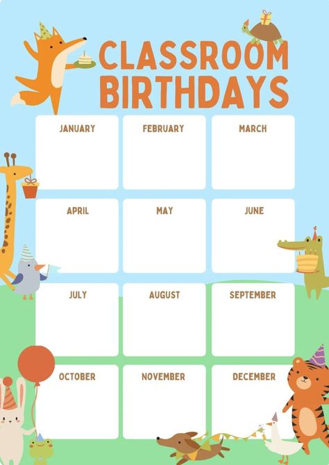 Canva Education, Animal Classroom, Kindergarten Classroom Design, Class Template, Slam Book, All About Me Preschool, Education Poster Design, Student Birthdays, Classroom Birthday