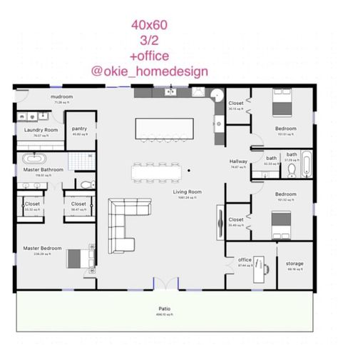 Rectangle Floor Plans Open, 40 X 60 Metal House Plans With Shop, Barndominium Kitchen Cabinet Colors, 3 Bedroom With Office Barndominium Floor Plans, 2100 Sq Ft Barndominium Floor Plans, Rectangle Home Floor Plans, 3 Bdrm 2 Bath Barndominium, 60x30 Barndominium Floor Plans, One Story Barndominium Floor Plans 3 Bedroom