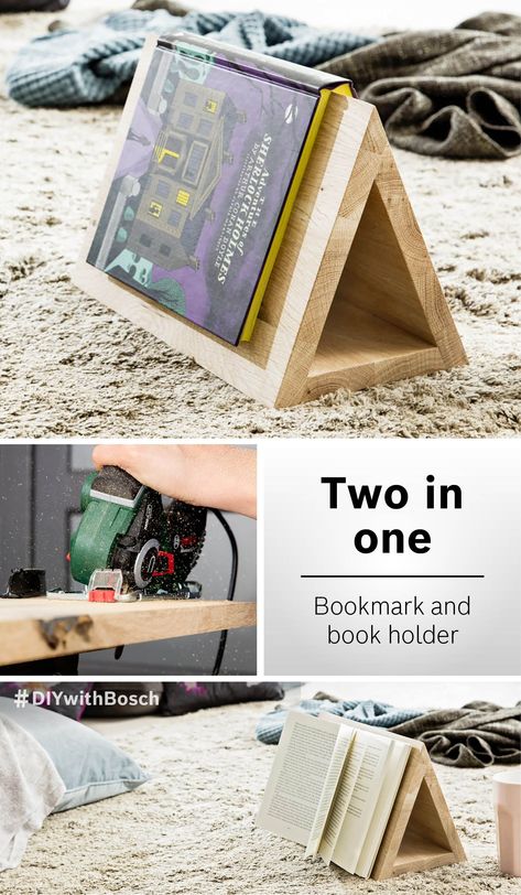 Two-in-one: DIY wooden page holder and bookrest Diy Book Holder, Diy Wood Books, Diy Book Stand, Wood Book Stand, Book Rest, Wooden Book Stand, Page Holder, Scrap Wood Crafts, Astuces Diy