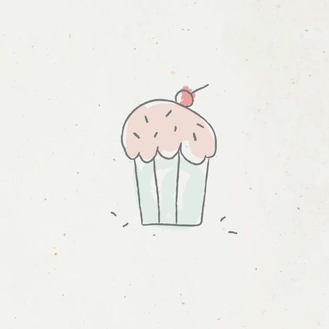 Cupcake Doodle, Cupcake Icon, Cupcake Illustration, Cherry Cupcakes, Bakery Pastry, Valentine Stickers, Easy Cupcakes, Doodle Style, Baking Cupcakes