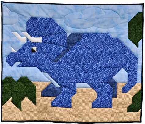 Triceratops Dinosaur Quilt Pattern - 3 Sizes - PDF Quilt For Boys, Baby Quilt Patterns Easy, Dinosaur Quilt, Boys Quilt Patterns, Alphabet Quilt, Tips Sewing, Baby Quilt Pattern, Baby Boy Quilts, Baby Quilt Patterns