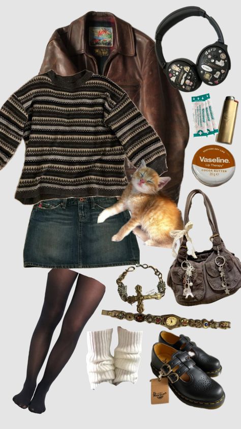 #fallfit #fallasthetic #sweater #maximalism #cat Dress Over 50, Downtown Outfits, Autumn Fits, Fashion Guide, Maximalism, Swaggy Outfits, Mode Inspo, 가을 패션, Autumn Outfit