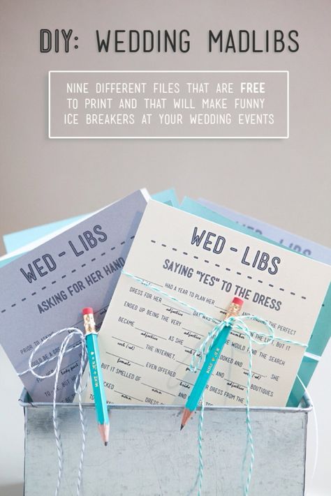 Print your own Wedding Mad-libs for FREE - 9 themes! Wedding Table Games, Wedding Mad Libs, Free Wedding Printables, Mad Libs, Lingerie Shower, Wedding Shower Ideas, Jack And Jill, Wedding Games, Printable Wedding