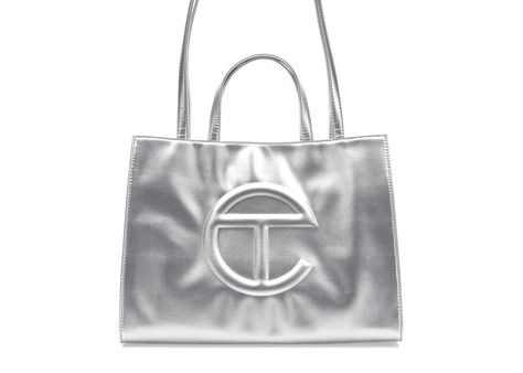 Silver Telfar, Telfar Shopping Bag, Silver Handbag, Silver Bags, Spring Bags, Fancy Bags, Medium Tote, Large Bag, Medium Bags