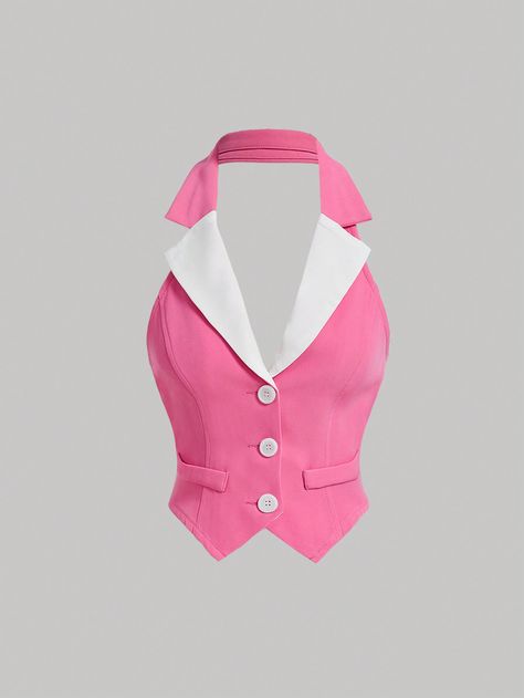 SHEIN MOD Ladies' Notch Collar Color Block Waistcoat Blazer JacketI discovered amazing products on SHEIN.com, come check them out! Waist Coat Aesthetic, Coat Aesthetic, Bra Sewing Pattern, Vest Sewing Pattern, Corporate Dress, Waist Coat, Suit Pattern, Lightweight Blazer, Rose Bonbon