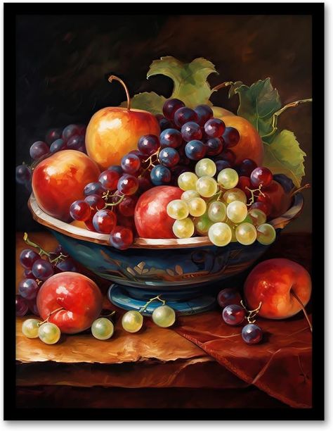 Amazon.com: Artery8 Classical Still Life Fruit Bowl Oil Painting Kitchen Artwork Framed Wall Art Print A4: Posters & Prints Castle Paintings, Fruit Bowl Painting, Classical Still Life, Fruit Oil Painting, Still Life Kitchen, Fruit Art Drawings, Dutch Still Life, Oil Painting Still Life, Castle Painting