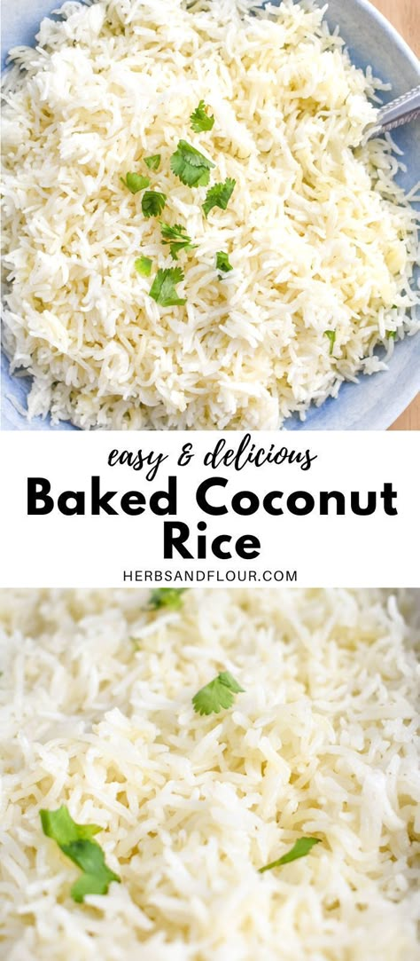 Coconut Rice Basmati, Sweet White Rice Recipes, Rice Baked In Oven, Cocunut Rice, Jasmine Coconut Rice, Baked Coconut Rice, Fancy Rice, Easy Coconut Rice, Coconut Basmati Rice