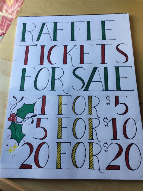 Raffle Basket Sign, Raffle Ticket Poster Ideas, Things To Raffle Off Fundraising Ideas, Raffle Ticket Sign Ideas, Candy Fundraiser Ideas, Raffle Sign Ideas, Raffle Ticket Box Ideas, Raffle Ideas Fundraiser, Raffle Table Display Ideas