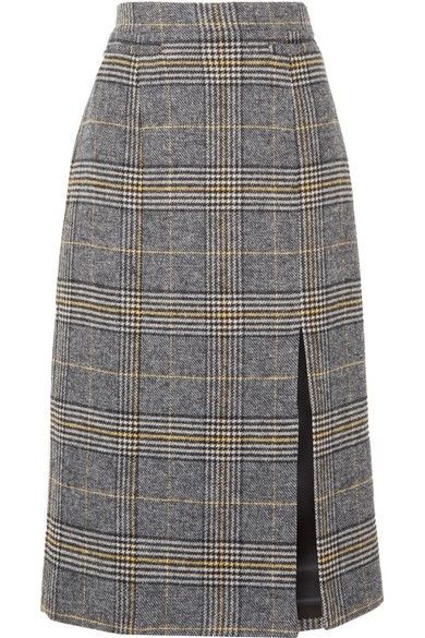 Long Pencil Skirt Outfits, Pencil Skirt Long, Tweed Fashion, Preppy Wardrobe, Checked Skirt, Long Pencil Skirt, Sweater Outfits Fall, Check Skirt, Tweed Pencil Skirt