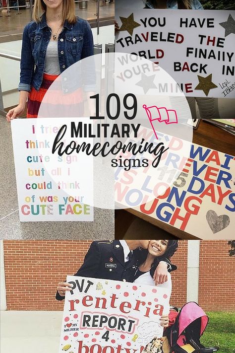 109 Amazing Military Homecoming Signs. This is perfect inspiration for military spouses welcoming home a service member from a military deployment. Signs For Homecoming, Welcome Home Signs For Military, Deployment Homecoming Signs, Military Homecoming Signs, Military Welcome Home, Welcome Home Soldier, Navy Wife Life, Homecoming Signs, Deployment Homecoming