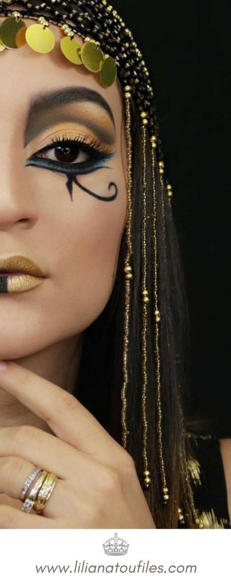 Cleopatra Make-up, Makijaż Sugar Skull, Cleopatra Makeup, Cleopatra Halloween, Make Up Diy, Makeup Zombie, Fantasy Make-up, Egyptian Makeup, Starověký Egypt