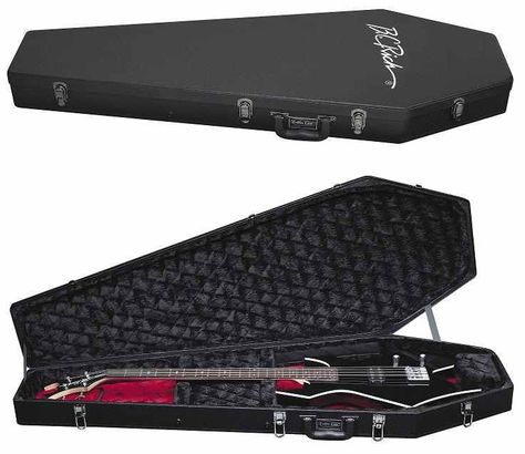 BC Rich Warlock in coffin case Electric Guitar Case Aesthetic, Gothic Electric Guitar, Coffin Guitar Case, Guitar Case Aesthetic, Bc Rich Warlock, Dream Guitar, Electric Guitar Case, Gothic Coffin, Marceline The Vampire Queen