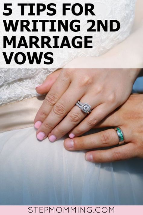 5 tips for writing second marriage wedding vows, including examples for stepmoms in a blended family - because it it's even more special the 2nd time around!  #blendedfamily #stepmom #weddingvows Wedding Vows Blended Family, Second Wedding Vows, Blended Family Wedding Vows, Blended Family Wedding Ideas, Blended Family Wedding Ceremony, Blended Family Quotes, Blended Family Wedding, Wedding Vows To Husband, Blended Families