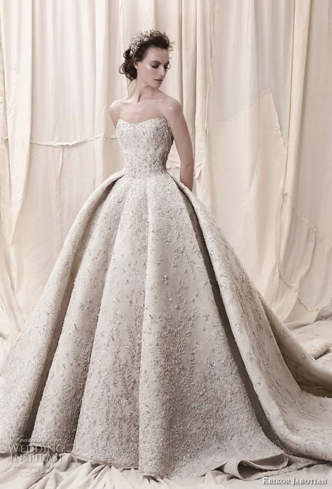 krikor jabotian spring 2018 bridal straplss semi sweetheart neckline full embellishment glamorous princess ball gown a  line wedding dress open back royal train (05) mv -- Krikor Jabotian Spring 2018 Wedding Dresses Krikor Jabotian, Baju Kahwin, Princess Ball Gowns, White Wedding Dress, Beauty Dress, A Line Wedding Dress, A Wedding Dress, Gorgeous Gowns, Ball Gowns Wedding