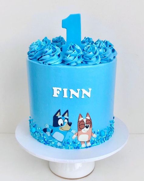 Bluey Cake Ideas 1st Birthday, Bluey Cake Buttercream, Bluey Cakes For Boys, Bluey Smash Cake Boys, Bluey Cake Ideas Birthday, Bluey Cake Ideas Birthday Boy, Bluey Cake Smash, Bluey Smash Cake, Bluey Birthday Cakes