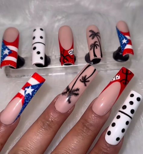 Puerto Rico Nails Designs, Puerto Rico Nails, Nautical Nail Designs, Nautical Nails, Rocky Point, 4th Of July Nails, Nail Art Disney, Colby Brock, July Nails