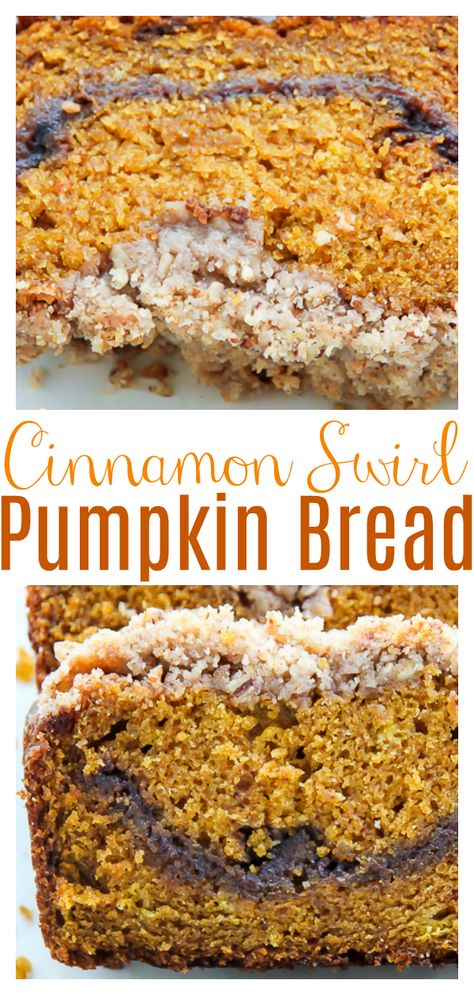 Cinnamon Swirl Pumpkin Bread - Baker by Nature Cinnamon Swirl Pumpkin Bread Recipe, Pumpkin Cinnamon Swirl Bread, Cinnamon Swirl Pumpkin Bread, Cinnamon Pumpkin Bread, Pumpkin Swirl Bread, Pumpkin Cinnamon Bread, Nature Recipes, Cinnamon Cake Recipes, Homemade Brunch