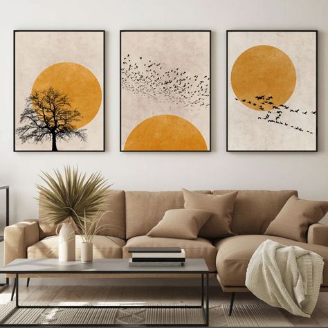 Japandi Living Room Design, Sun Silhouette, Japandi Home Decor, Japandi Living Room, Japandi Art, Japandi Interior Design, Japandi Decor, Japandi Living, Japandi Wall Art