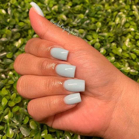 Milk Blue Nails, Blue Milky Nails, Milky Blue Nails, Gel Overlay Nails, Baby Blue Acrylic Nails, Fake Nails For Kids, Baby Shower Nails, Blue Ombre Nails, Overlay Nails