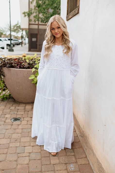 Image 1 Lds Temple Clothing, Lds Temple Dresses, Temple Dresses, Lds Temple Dress, Dresses With Long Sleeves, Pretty White Dresses, White Temple, Temple Dress, Lds Wedding