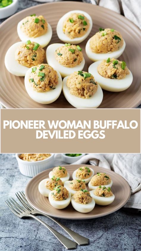 Pioneer Woman’s Buffalo Deviled Eggs are made with hard-boiled eggs, mayonnaise, ranch dressing, Louisiana hot sauce, kosher salt, ground black pepper, blue cheese, and celery, and takes just 25 minutes to be ready! Pioneer Woman Appetizers, Buffalo Deviled Eggs, Pioneer Kitchen, Louisiana Hot Sauce, Hard Boiled, Deviled Eggs, Hard Boiled Eggs, Ranch Dressing, Pioneer Woman