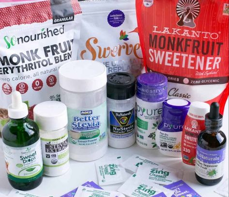 With so many options out there, what are the best keto sweeteners and low carb sugar substitutes? Take a look at how stevia, monk fruit, erythritol, and others compare in this keto-friendly sweeteners guide! Keto Sweetners, Keto Sweetener, Adkins Diet, Quitting Sugar, Carb Counter, Fruit Sugar, Low Carb Sweeteners, Keto Sweets, Liquid Stevia