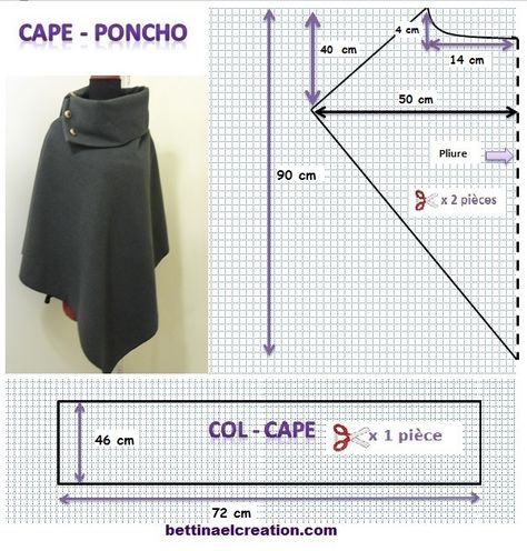 Voilà, Isabelle comme promis je te poste cet article avec le tutoriel gratuit de ma cape.   Je l'avais réalisée lors de mes cours de débu... Poncho Pattern Sewing, Diy Cape, Estilo Hippie, Sewing Tutorials Free, Poncho Pattern, Couture Mode, Couture Sewing, Poncho Cape, Fashion Sewing Pattern