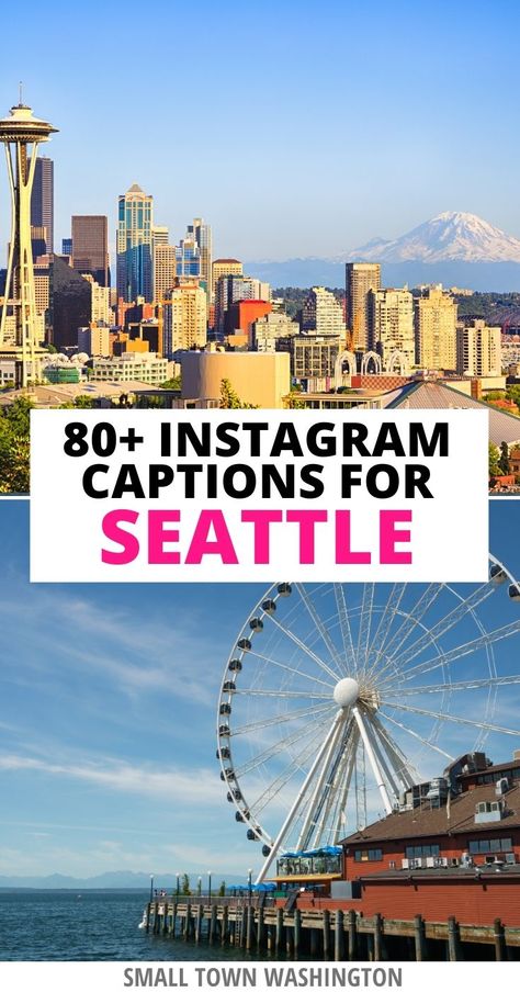 80 Inspiring & Funny Seattle Quotes and Captions for Instagram • Small Town Washington Washington State Quotes, Seattle Captions Instagram, Seattle Quotes, Small Town Washington, Seattle Tattoo, Wa State, Captions For Instagram, Puget Sound, Pacific Coast