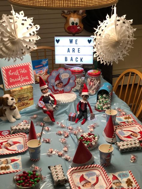 Elf Return Breakfast, Elf Breakfast Arrival, North Pole Breakfast Elf On The Shelf, Northpole Breakfast Ideas, Elf On Shelf Breakfast Ideas, Elf On The Shelf Arrival Breakfast, Elf Breakfast Ideas North Pole, Elf Arrival Breakfast, Elf On The Shelf Breakfast Arrival