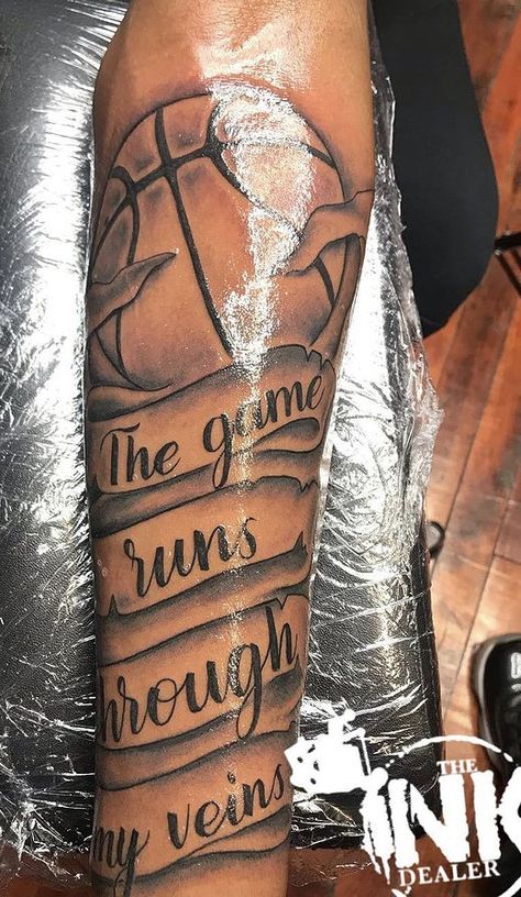 Basketball Arm Tattoos, Basketball Shoulder Tattoos, Basketball Tattoos For Men Sleeve, Tattoo Ideas For Athletes, Basketball Forearm Tattoos, Leg Tattoo Men Basketball, Tattoo Ideas For Men Basketball, Basketball Leg Tattoos, Basketball Inspired Tattoos