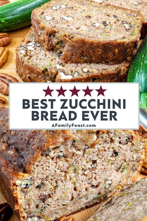 Believe the hype! This really IS the Best Zucchini Bread Ever! The Best Zucchini Bread, Family Feast Recipes, Zucchini Recipes Dessert, Best Zucchini Bread, Zucchini Bread Healthy, Best Zucchini, Healthy Breakfast Snacks, Zucchini Bread Recipe, Zucchini Bread Recipes