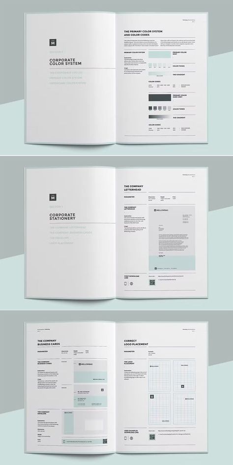 Minimal and Professional Brand Manual Brochure Template InDesign. 36 Pages. A4 and US Letter Size. Workbook Layout, Professional Brochure Design, Minimal Book, Brand Guidelines Design, 보고서 디자인, Corporate Stationery, Guideline Template, Ad Layout, Manual Design