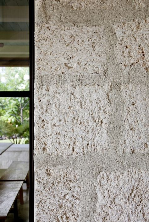 Coral Stone Wall, Rock Exterior, Viking Table, Bahamas House, Old Hawaii, Hawaiian House, Coral Interior, Stone Walls Interior, Hawaii House