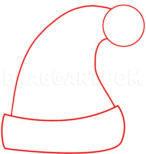 How to Draw a Santa Hat, Coloring Page, Trace Drawing Santa Outline Drawing, How To Draw A Santa Hat, Santa Hat Coloring Page, Christmas Drawing Outline, Santa Hat Outline, Santa Hat Template Free Printable, Santa Hat Template, Christmas Hat Drawing, Santa Hat Craft