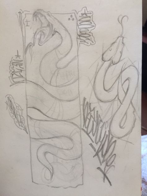 Snake Skateboard Design, Snake Graffiti, Graffiti Doodles, Skateboard Design, Doodle Art Designs, Book Art Drawings, Doodle Art, I Tattoo, Art Designs