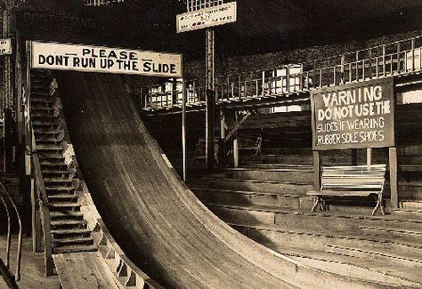 Wooden Slide at Glen Echo Park, Maryland (1915). Wooden Slide, Glen Echo, Abandoned Theme Parks, Fair Rides, Charm City, Fun Factory, Luna Park, Globe Lamps, Montgomery County