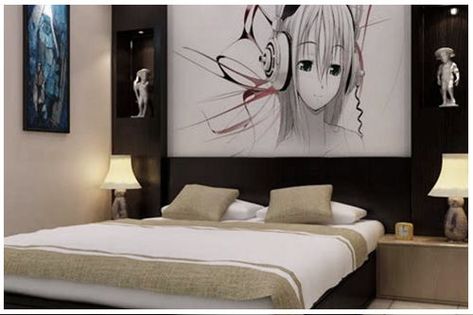 Anime Theme Bedroom, Unique Teen Bedrooms, Fan Bedroom, Teen Boy Bedroom Decor, Wallpaper Scenery, Anime Bedroom Ideas, Anime Bedroom, Western Bedrooms, Beauty Bedroom