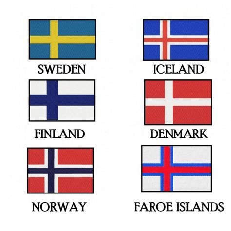 Nordic / Scandinavian Countries Flags - Sweden ~ Iceland ~ Finland ~Denmark ~ Norway ~ Faroe Islands Norway Flag, Countries And Flags, Scandinavian Countries, Nordic Scandinavian, Nordic Countries, Faroe Islands, Scandinavia, Iceland, Finland