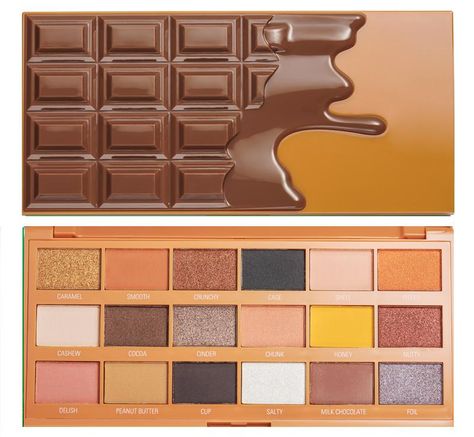 Chocolate Makeup, Cute Easy Animal Drawings, Chocolate Eyeshadow Palette, Chocolate Eyeshadow, Chocolate Palette, I Heart Revolution, Revolution Eyeshadow, Kawaii Makeup, Peanut Butter Cup