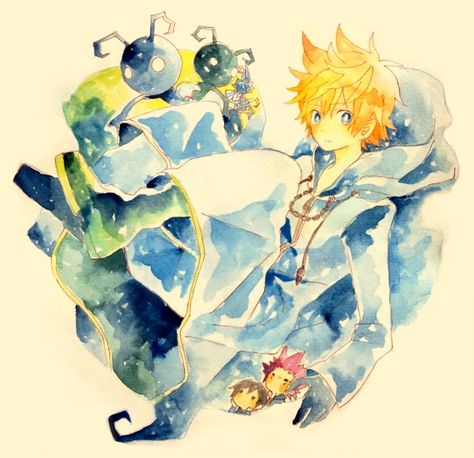 Kingdom Hearts Watercolor, Kingdom Hearts Organization 13, Organization 13, Roxas Kingdom Hearts, Hearts Watercolor, Organization Xiii, Kingdom Hearts Ii, Disney Kingdom Hearts, Kingdom Hearts Art