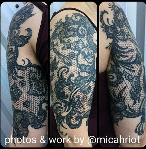 Leather And Lace Tattoo, Lace Tattoo Design Vintage, Lace Shoulder Tattoo, Black Lace Tattoo, Lace Sleeve Tattoos, Lace Tattoo Design, Black Rose Tattoos, Lace Background, Lace Tattoo